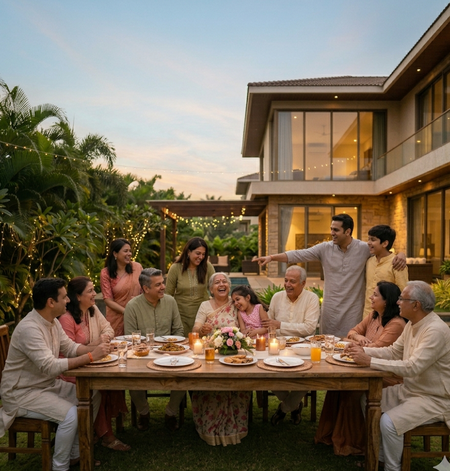 Family gathering event at villa